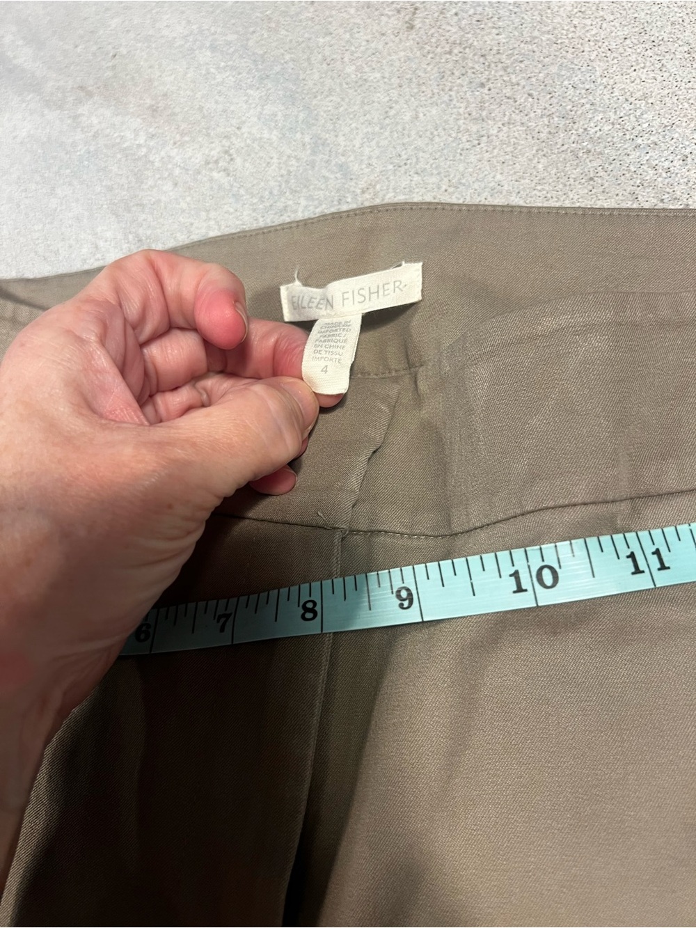 Eileen Fisher Organic Cotton Tapered Chino Pants  Mid-Rise Flat Front Size 4 - Picture 7 of 10